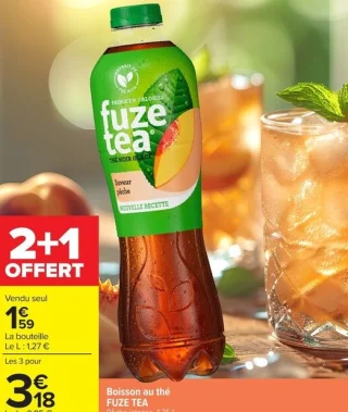 Boisson au thé FUZE TEA Pêche intense, 1,25 L.