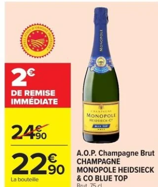 A.O.P. Champagne Brut CHAMPAGNE MONOPOLE HEIDSIECK & CO BLUE TOP