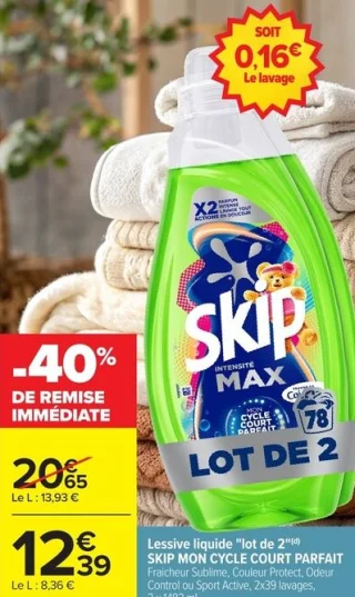 Lessive liquide "lot de 2" Skip Mon Cycle Court Parfait