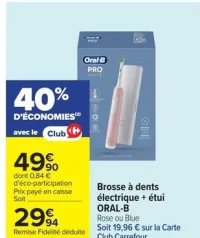 Brosse à dents électrique + étui ORAL-B Rose ou Blue