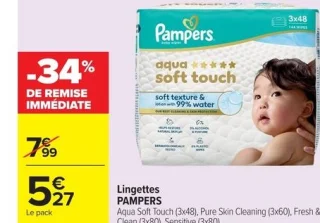 Lingettes Pampers Aqua Soft Touch