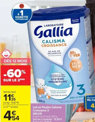 Lait en Poudre Calisma Croissance 3 Laboratoire Gallia