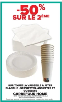 Vaisselle à jeter blanche Carrefour Home