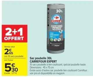 Sac poubelle 30L Carrefour Expert