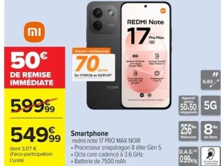 Smartphone redmi note 17 PRO MAX NOIR Xiaomi