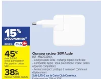 Chargeur secteur 30W Apple