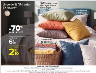 Linge de lit Tex Home Uni coton 57 fils/cm²