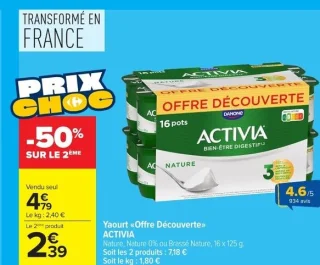 Yaourt «Offre Découverte» ACTIVIA