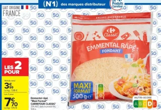 Emmental râpé Maxi Format Carrefour Classic