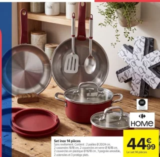 Set inox 14 pièces Carrefour HOME