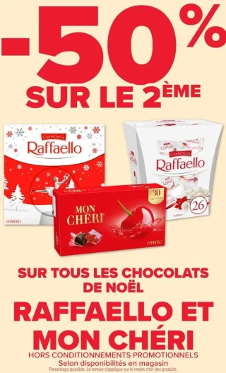 Chocolats de Noël Raffaello et Mon Chéri