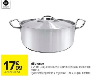 Mijoteuse Ø 24 cm 7,3L en inox Carrefour Home
