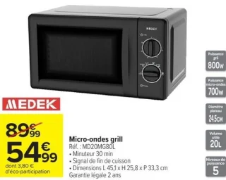 Micro-ondes grill MEDEK MD20MG80L