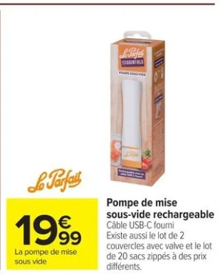 Pompe de mise sous-vide rechargeable Le Parfait