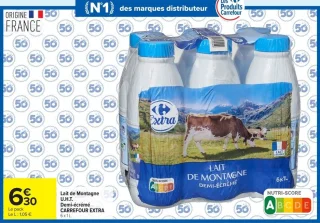 Lait de Montagne U.H.T. Demi-écrémé Carrefour Extra