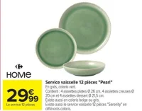 Service vaisselle 12 pièces "Pearl" Carrefour HOME