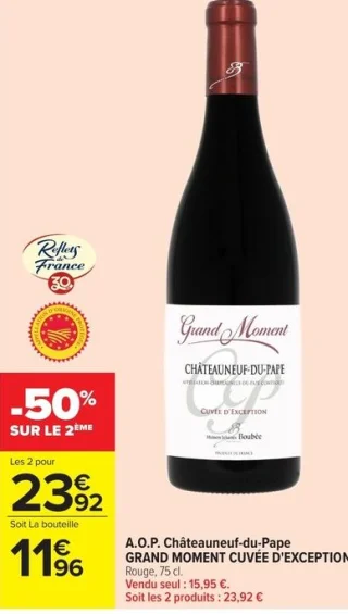 Vin rouge A.O.P. Châteauneuf-du-Pape GRAND MOMENT Cuvée d'Exception