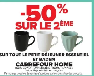 Vaisselle petit déjeuner Essentiel et Badem Carrefour Home