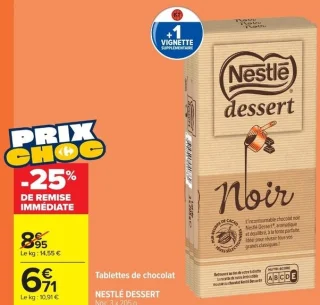 Tablettes de chocolat Nestlé DESSERT Noir