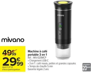Machine à café portable 3 en 1 Mivano
