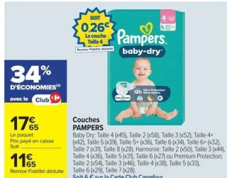 Couches PAMPERS Baby Dry