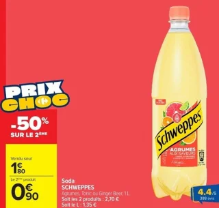 Soda SCHWEPPES Agrumes, Tonic ou Ginger Beer