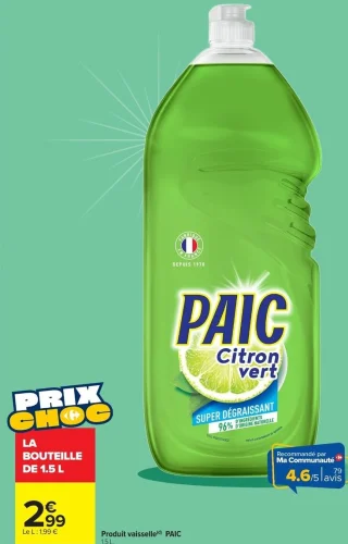 Produit vaisselle PAIC