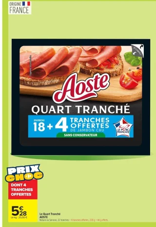 Jambon cru Le Quart Tranché Aoste