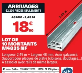 Lot de 10 Montants M4835 NF