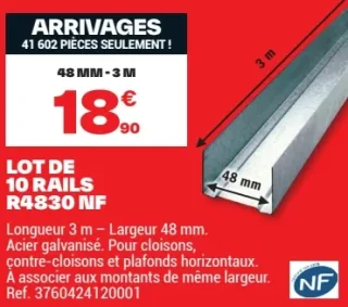 Lot de 10 Rails R4830 NF