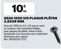 Seau 1000 vis plaque plâtre 3,5x25 mm
