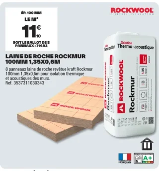 Rockwool laine de roche Rockmur 100mm 1,35x0,6m