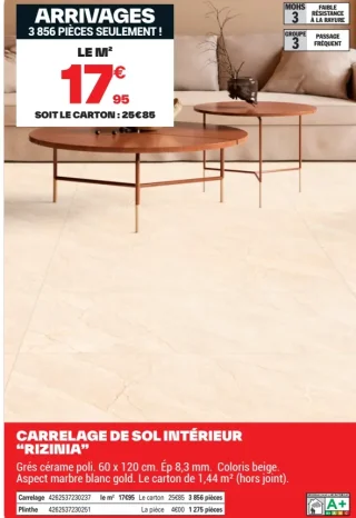 Carrelage de sol intérieur Rizinia