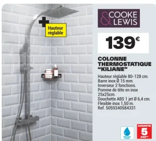 Colonne thermostatique "KILIANE" Cooke & Lewis