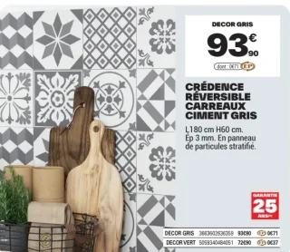 Crédence réversible carreaux ciment gris