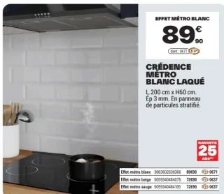 Crédence métro blanc laqué