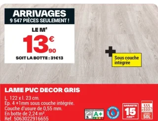 Lame PVC décor gris