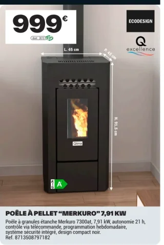 Poêle à pellet Merkuro 7,91 kW Qlima