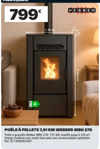 Poêle à pellets 7,91 kW Webber WBH 278