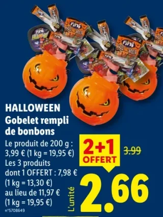 HALLOWEEN Gobelet rempli de bonbons