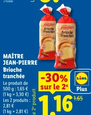 Brioche tranchée Maître Jean-Pierre