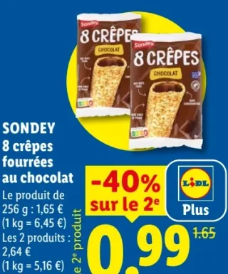 8 crêpes fourrées au chocolat Sondey