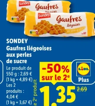 Gaufres liégeoises aux perles de sucre Sondey