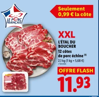 L'ÉTAL DU BOUCHER XXL 12 côtes de porc échine
