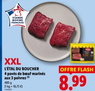 L'ÉTAL DU BOUCHER XXL 4 pavés de bœuf marinés aux 3 poivres
