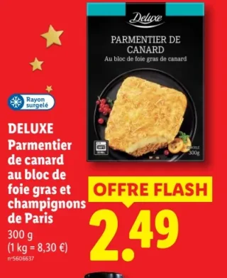 DELUXE Parmentier de canard au bloc de foie gras et champignons de Paris