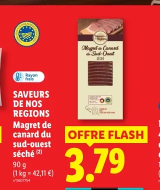 SAVEURS DE NOS REGIONS Magret de canard du sud-ouest séché