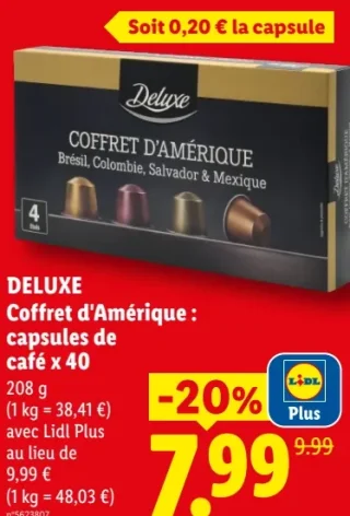 DELUXE Coffret d'Amérique : capsules de café x 40