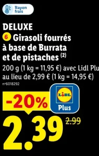 Girasoli fourrés à base de Burrata et de pistaches Deluxe