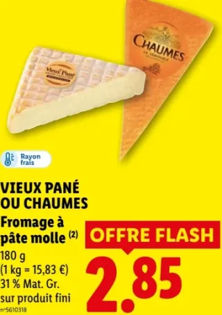 Fromage à pâte molle Vieux Pané ou Chaumes